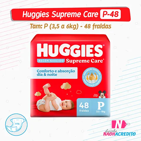 Fraldas Huggies Supreme Care - Fita - P - 48 unidades