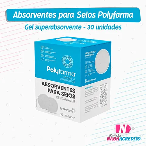 Absorventes para Seios Polyfarma - 30 unidades