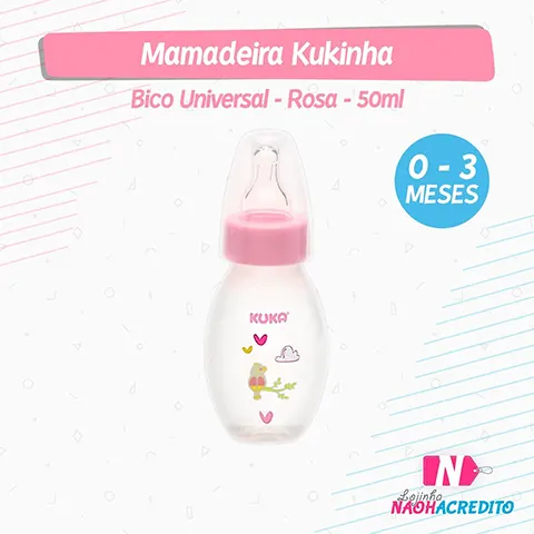 Mamadeira Kuka Kukinha - Bico Universal - Rosa - 50ml - 1602