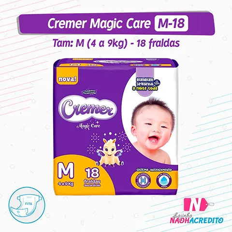 Fraldas Cremer Magic Care - Fita - M - 18 unidades